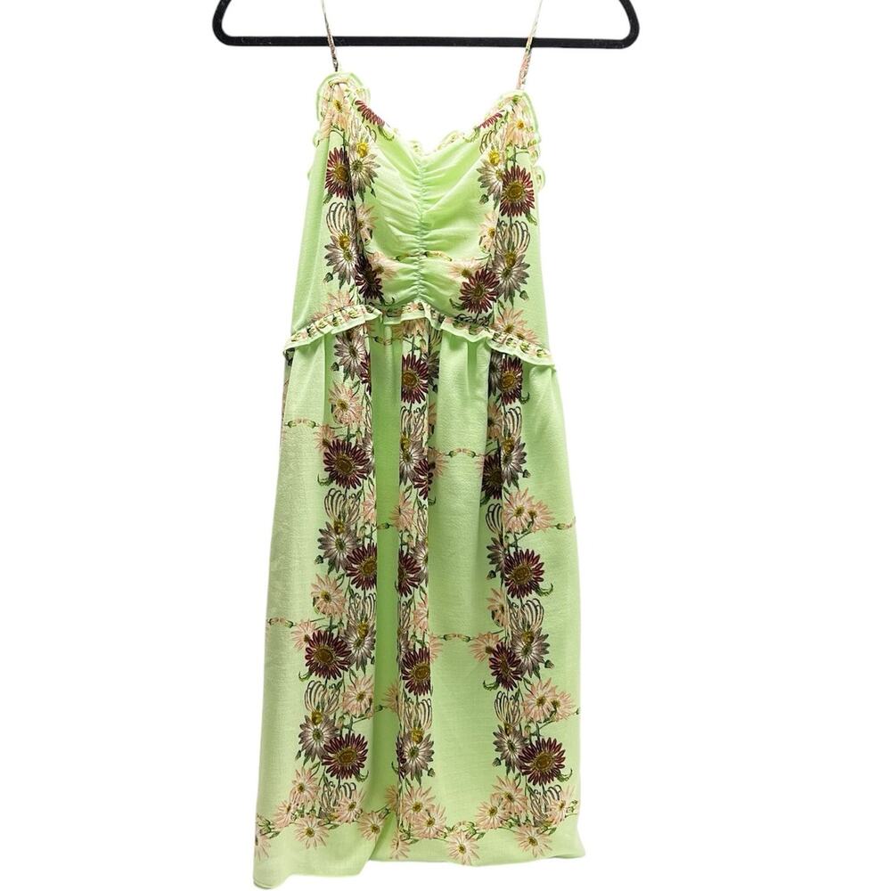 Max Studio London Slip Dress Lined Light Green Floral NWT Women's Size 4